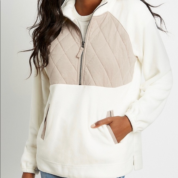 Maurices Jackets & Blazers - Maurices- Cream Quilted Quarter Zip Fleece